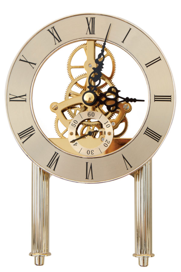 Anniversary Quartz Skeleton Clock Movement With OVAL Dial Gold 5 7/8" Tall 