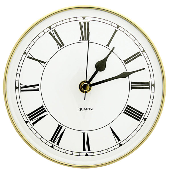 Complete Clock Insert Fit Up Movement 2 3/4" Diameter Gold Roman Dial GGR2.75 