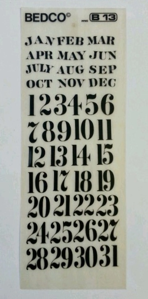 Bedco Transfer – B.B. Lewis Calendar Months and Days